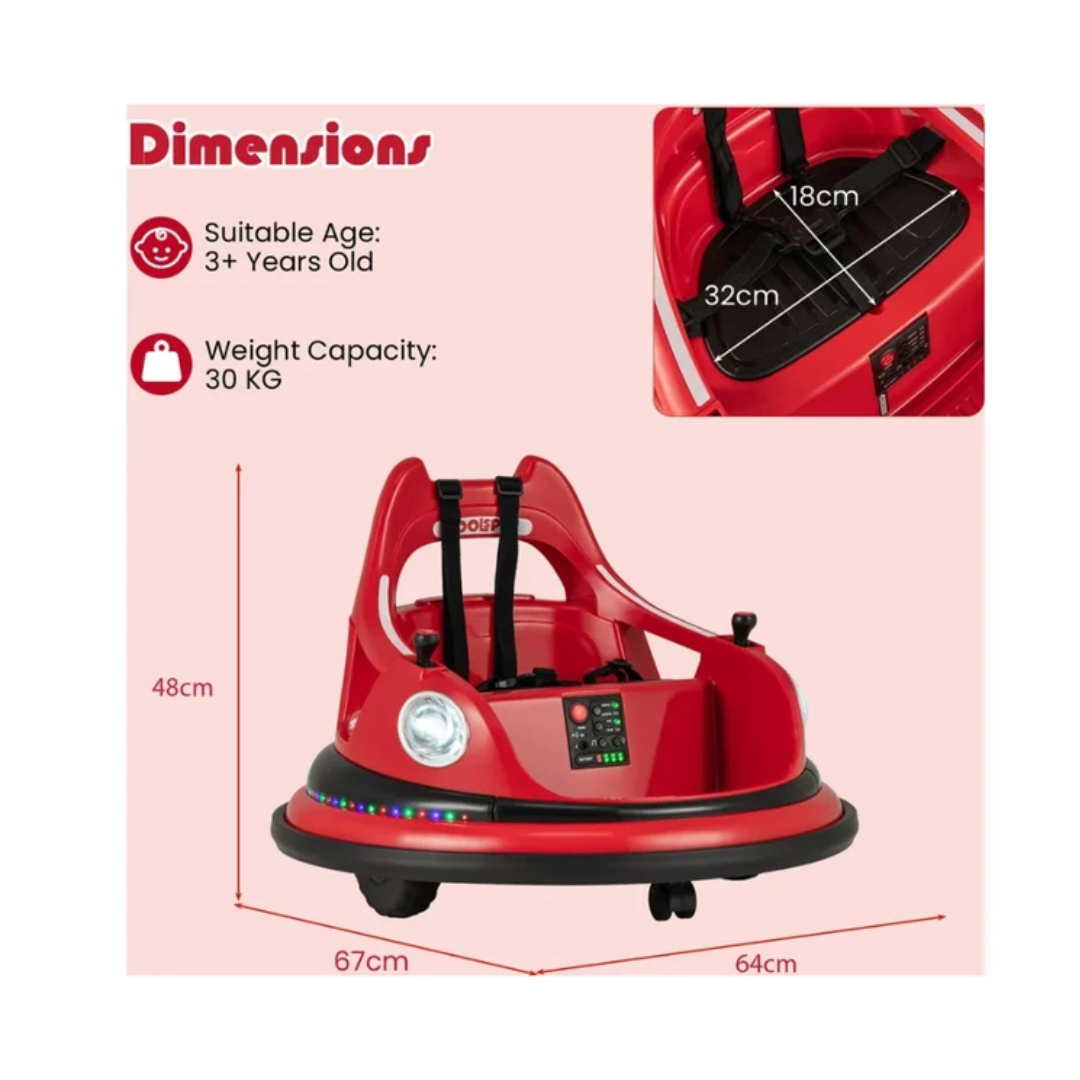 EMotorad Formula Fun Dash Car 12V Electric Bumper Car for Kids – Rechargeable Ride-On Car Red