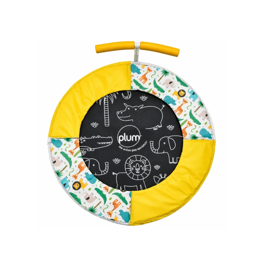 Plum Junior Jungle Bouncer with Sounds | Spring-Free Kids Trampoline with Handle for Ages 18 Months+