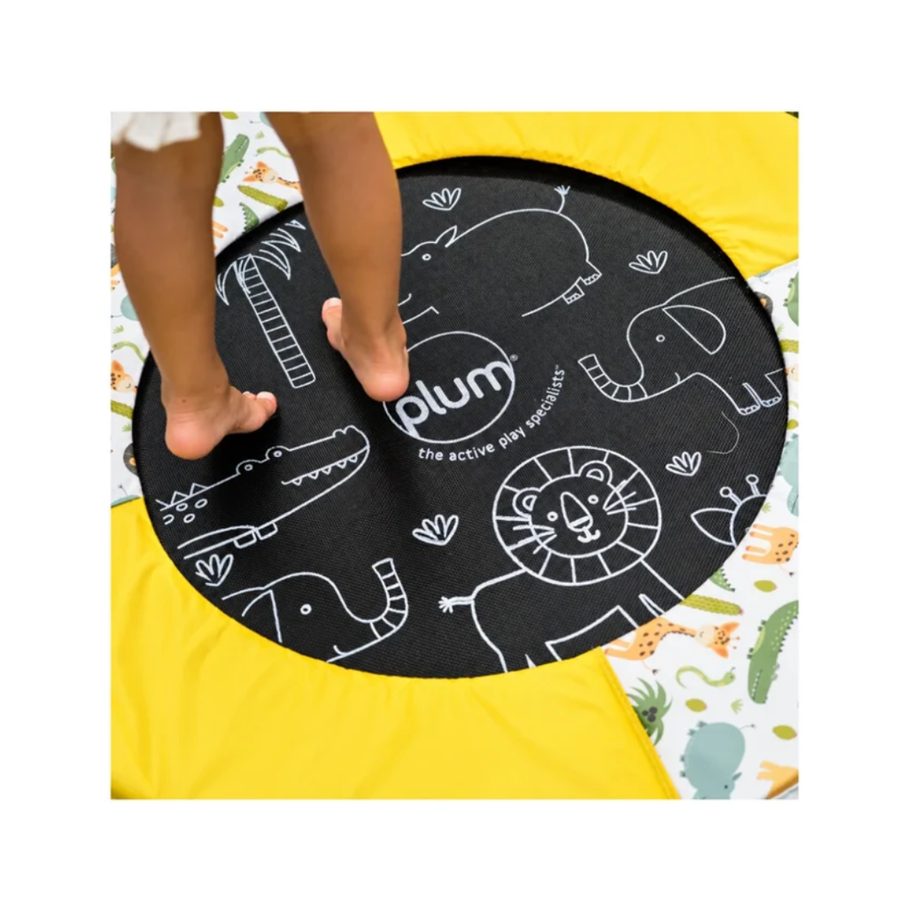 Plum Junior Jungle Bouncer with Sounds | Spring-Free Kids Trampoline with Handle for Ages 18 Months+