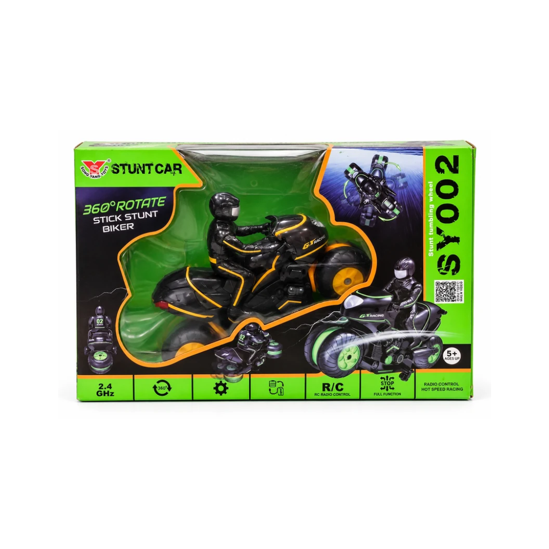 Song Yang Toys 360° Rotating Stunt Car Bike with Rider, 2.4GHz Remote Control Stunt Biker, Age 5+