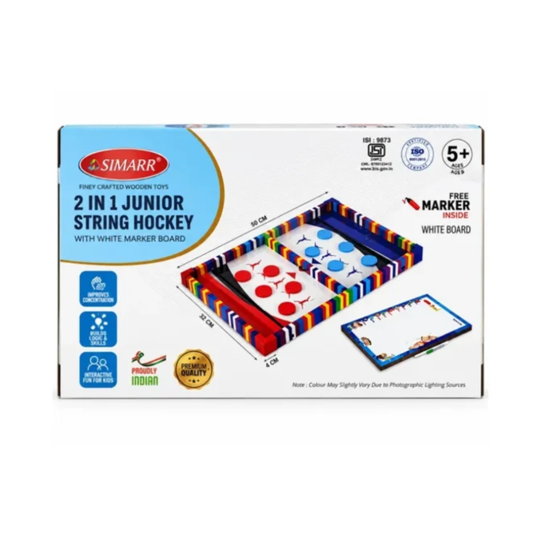 SIMARR 2-in-1 Junior String Hockey with White Marker Board Tabletop Game for Kids 5+