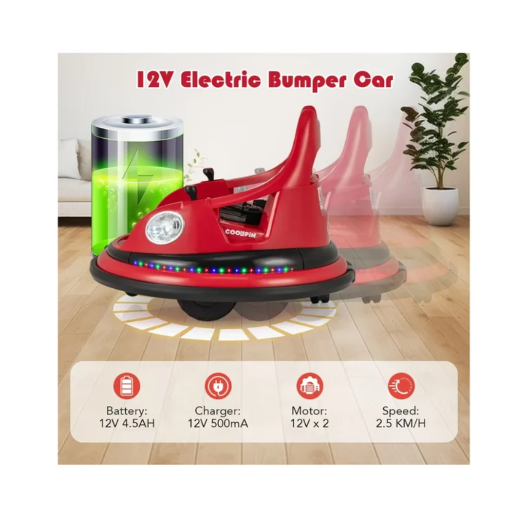 EMotorad Formula Fun Dash Car 12V Electric Bumper Car for Kids – Rechargeable Ride-On Car Red