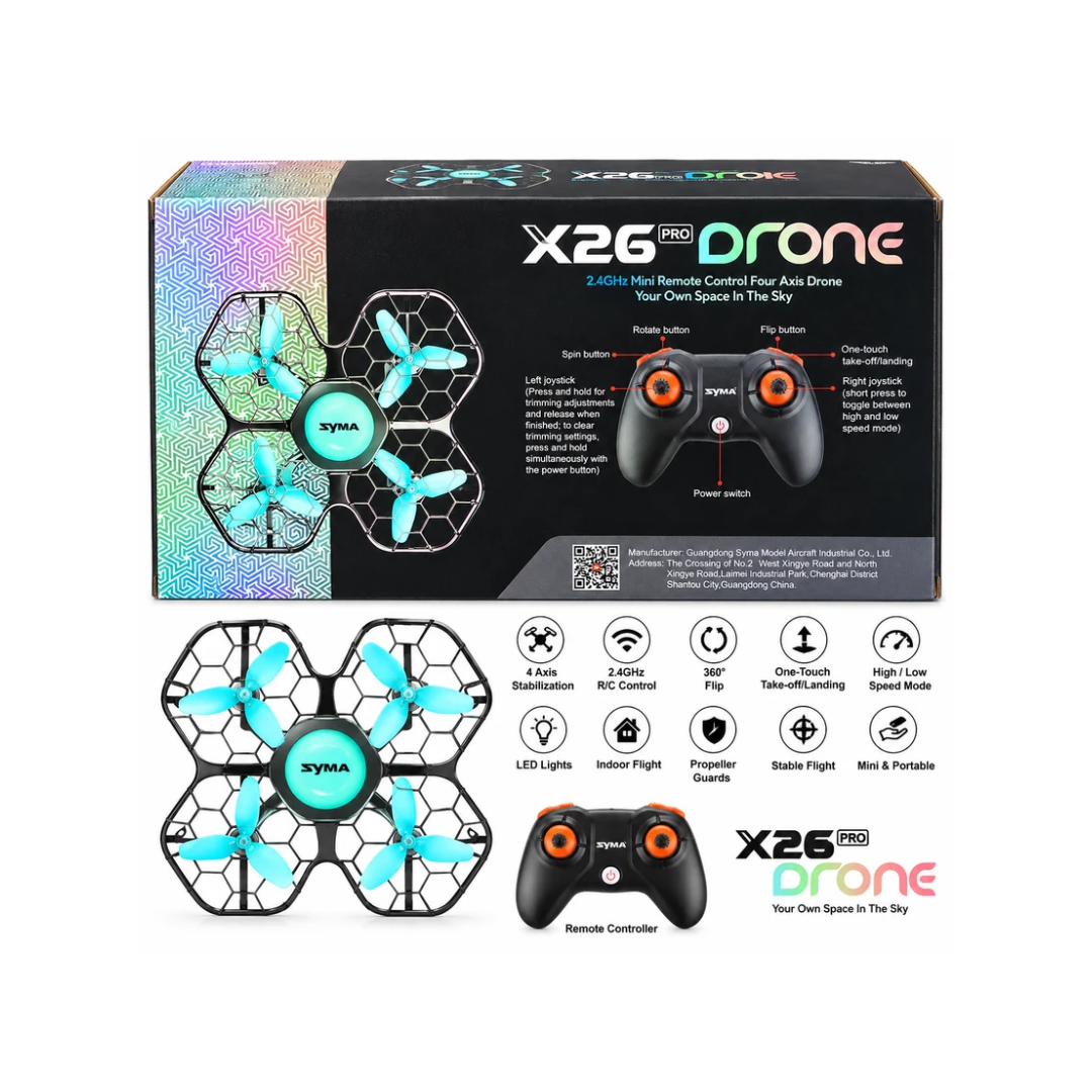SYMA X26 Pro 2.4GHz Mini RC Drone with Obstacle Avoidance, Altitude Hold & 360° Flip – 8+ Years