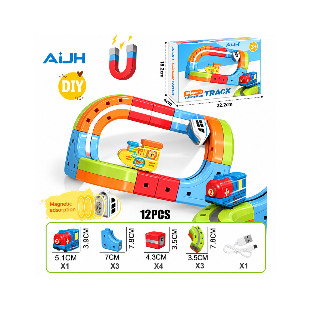 Rainbow Toys Magnetic Track Car Set 12pcs