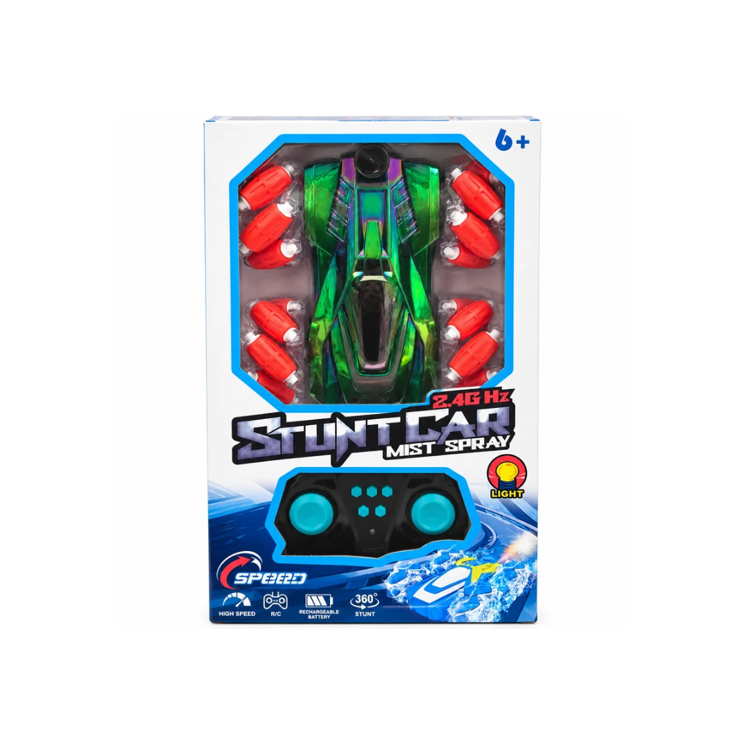 2.4GHz RC Stunt Car with Mist Spray, Lights & 360° Rotation – Rechargeable