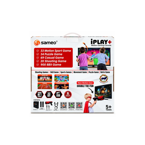 Sameo iPlay+ Motion Gaming Console – 1056 Built-in Games Motion Gun 2 Player | HDMI