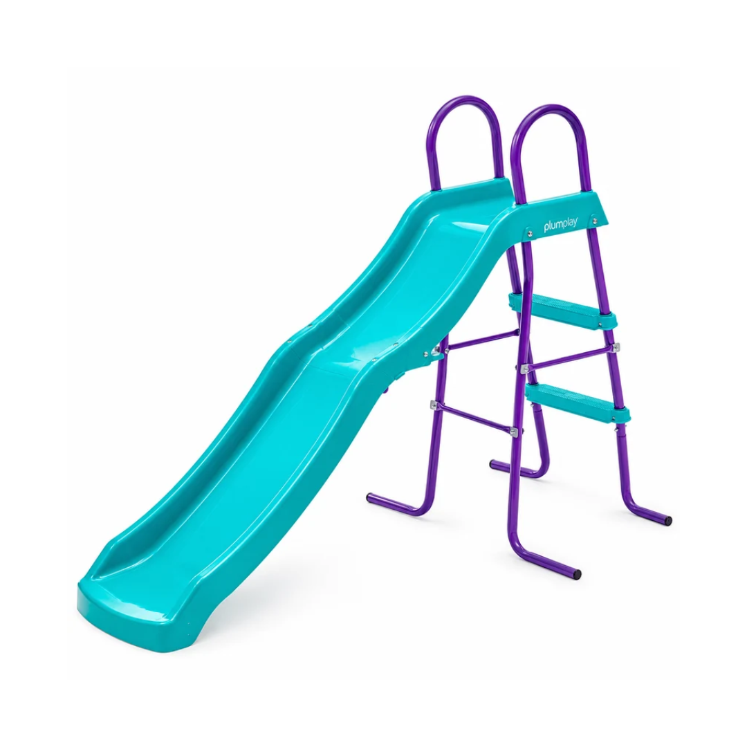 Plum Haumea 6ft Kids Slide with Wavy Design, Powder-Coated Steel Frame & 3-Rung Ladder – Teal/Purple, 3+ Years
