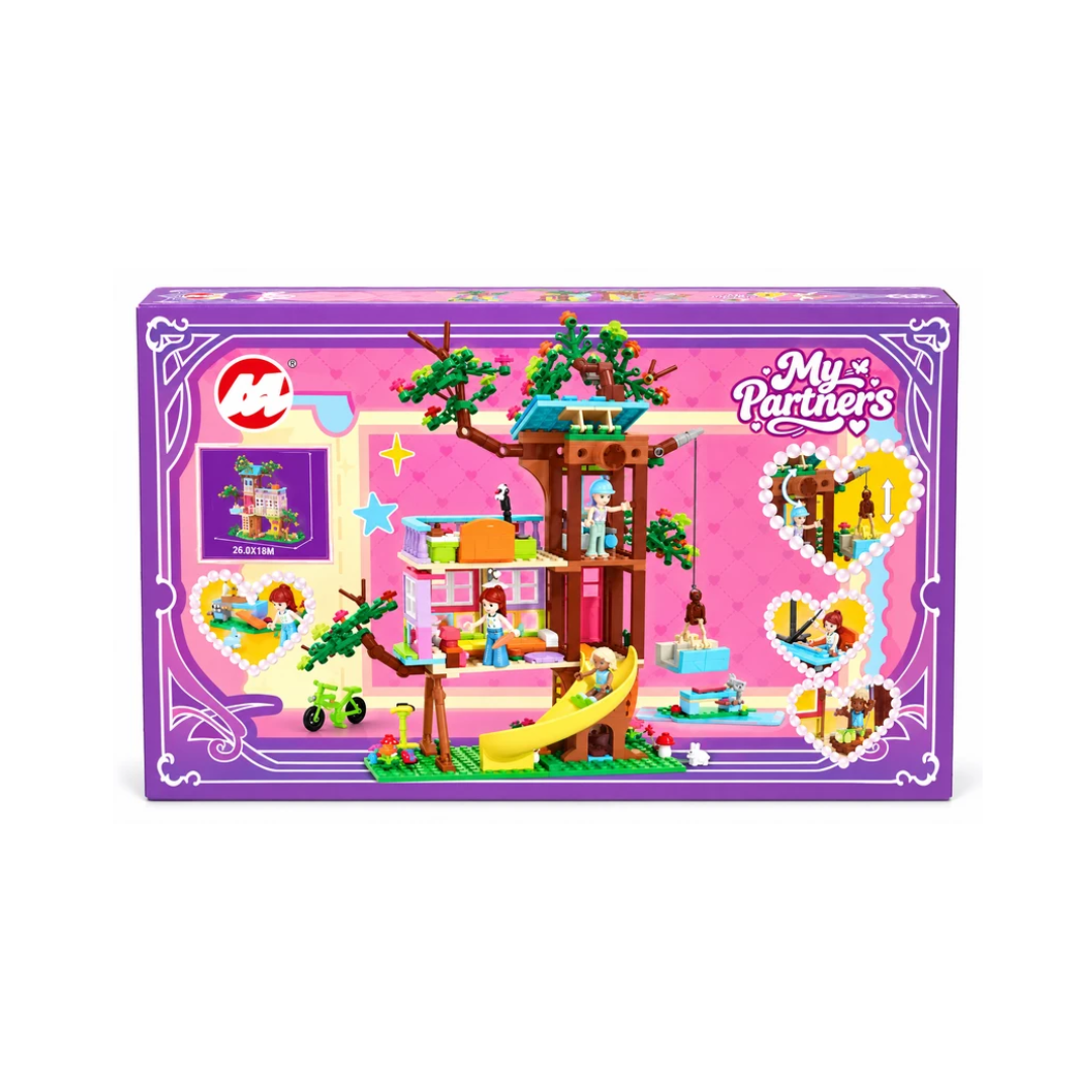 My Partners Treehouse Building Blocks Set with Dolls, Slide & Swing – 3+ Years