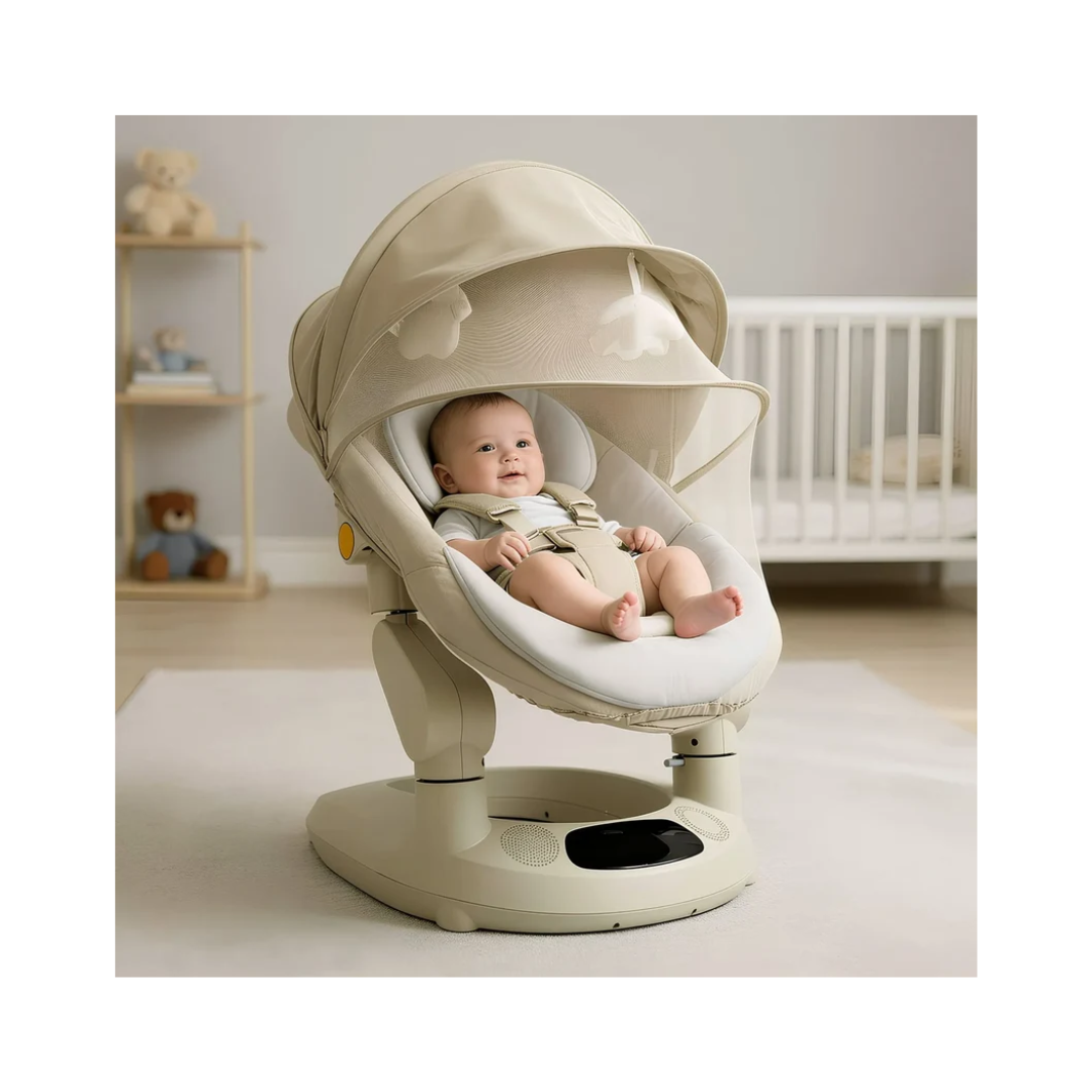 StarAndDaisy Smart Baby Rocker & Swing with Canopy for Babies 0–12 Months – White