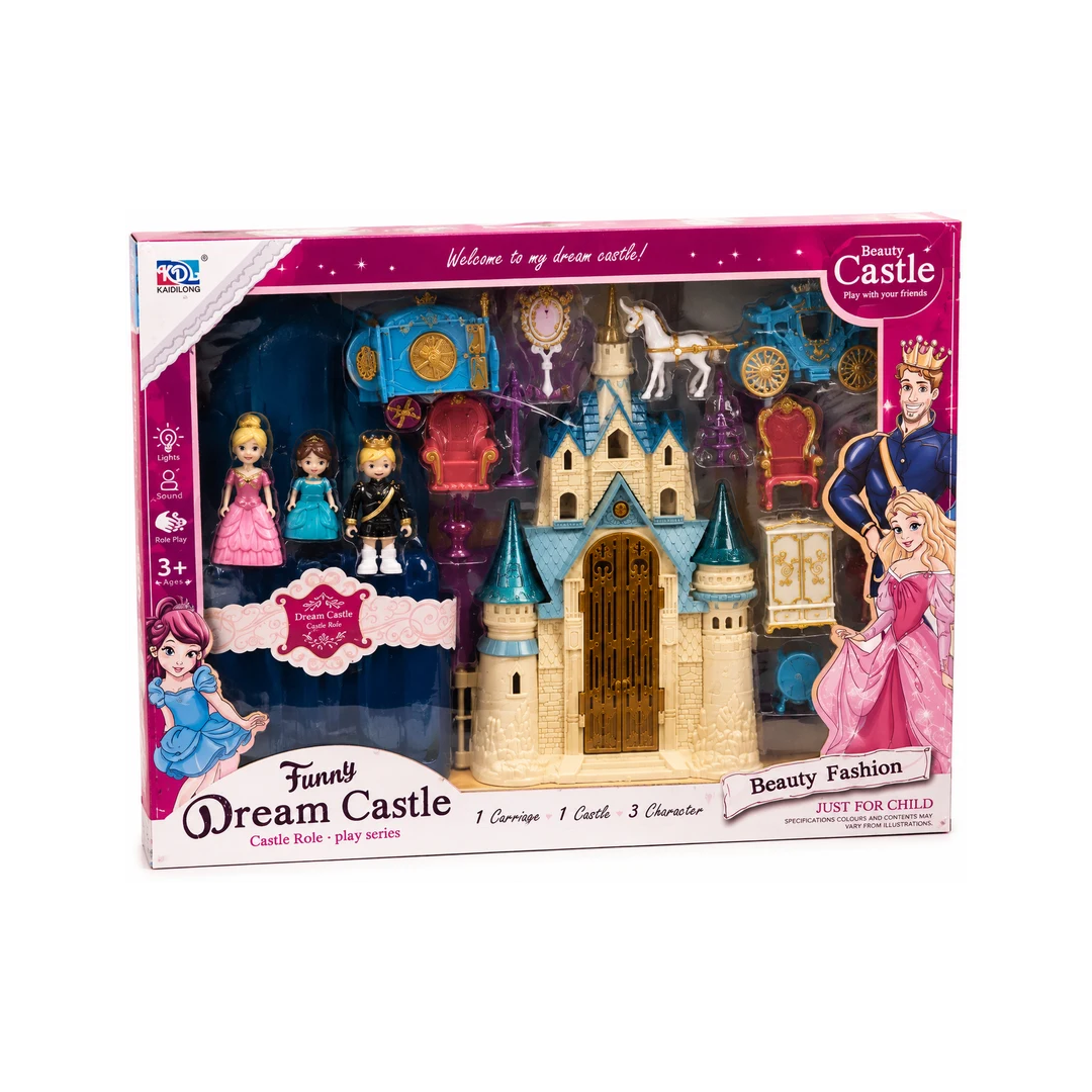 Funny Dream Castle Princess Playset with Carriage, 3 Characters & Accessories
