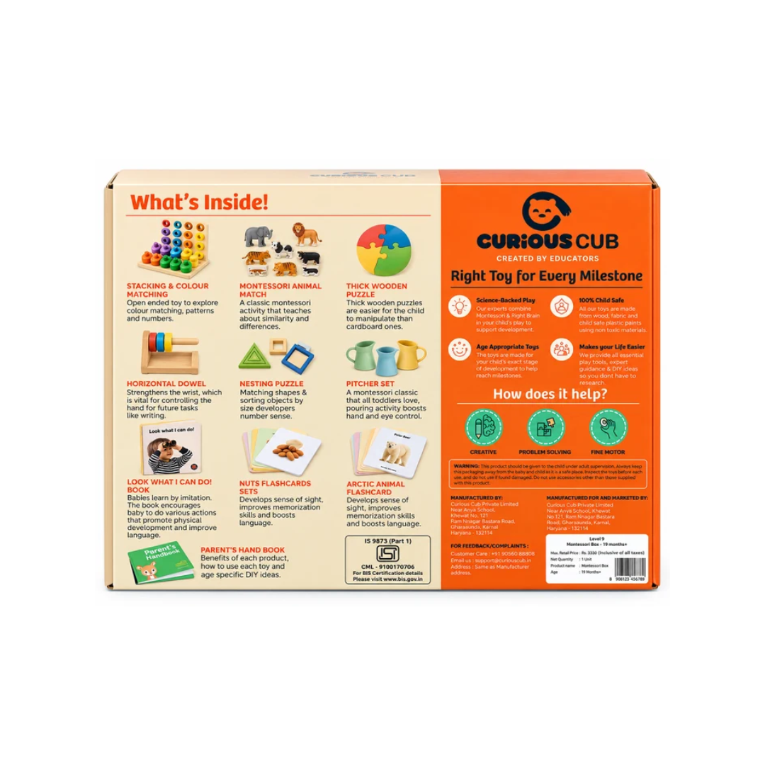 Curious Cub Play & Learn Montessori Kit – Level 9 | 19 Months+ | 10 Engaging Toys