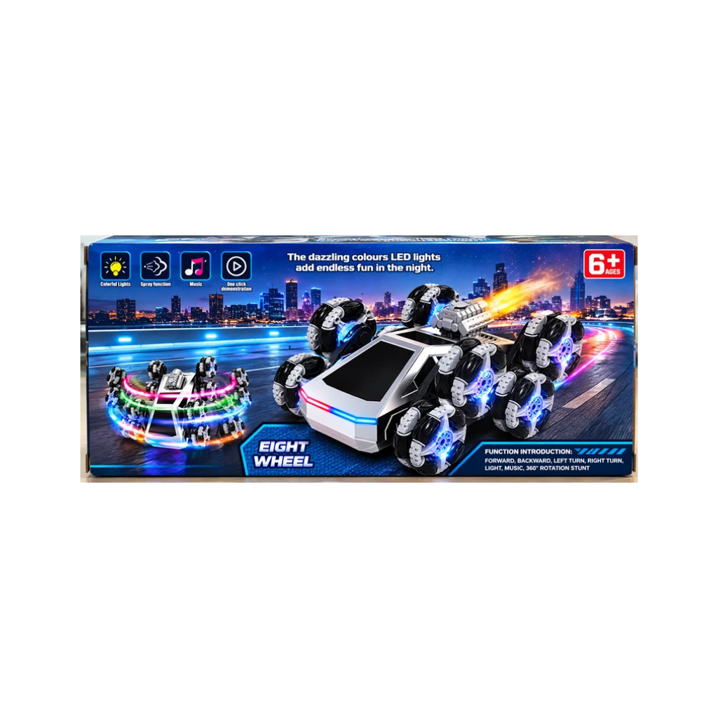 McCheng Stunt Remote Control Car with 360° Rotation, Lights & Music, Assorted Color – 6+ Years