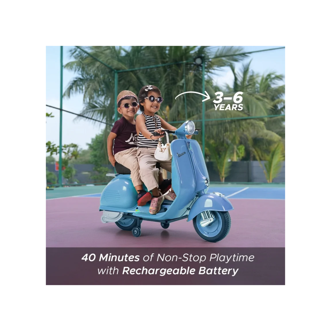 Emotorad Formula Fun Vespa 12V Electric Ride-On Scooter for Kids – 3 to 6 Years Blue