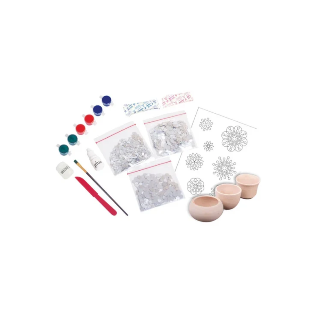 Funskool Handycrafts Mirror and Lippan Art Pot Decorating kit for Ages 6+