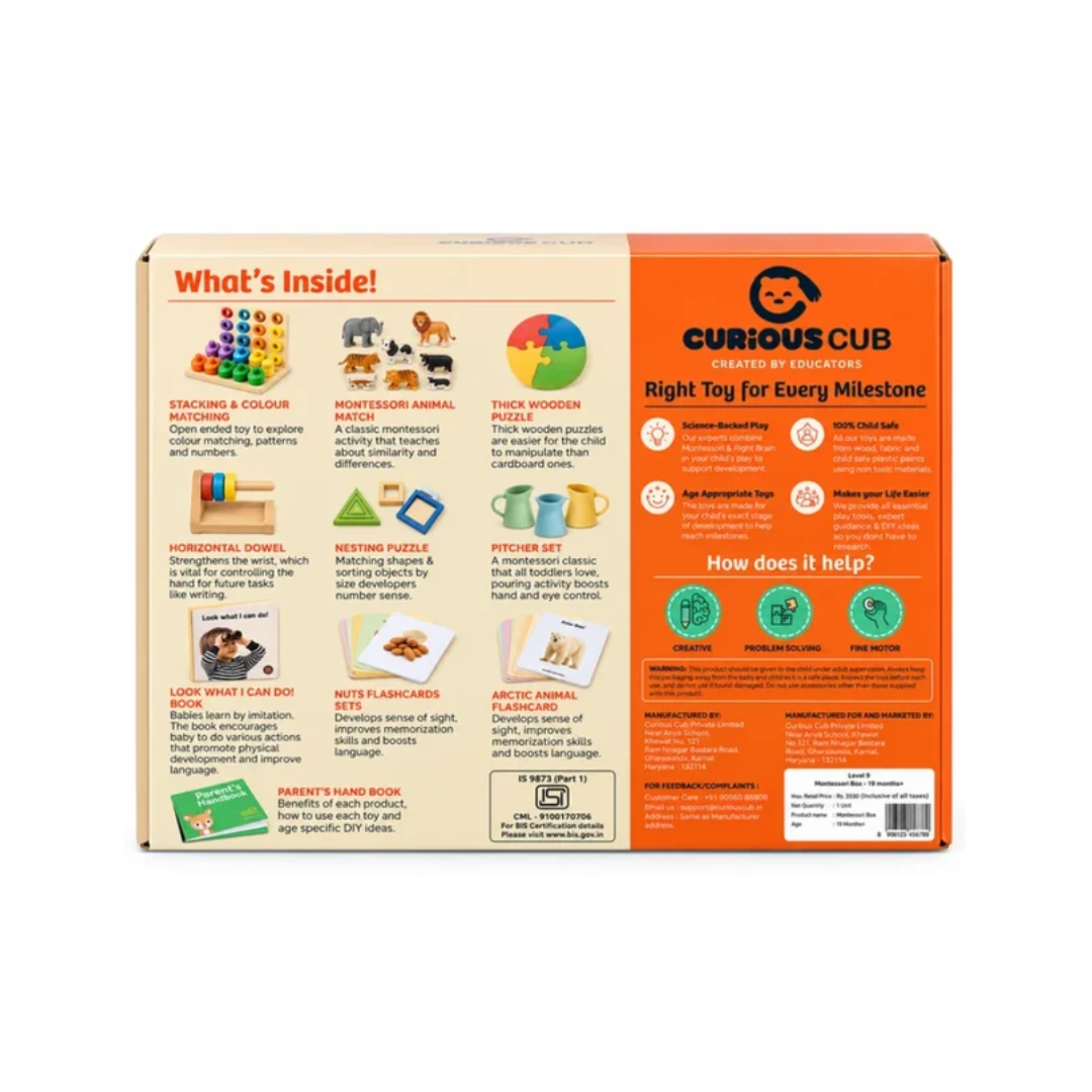 Curious Cub Play & Learn Montessori Kit – Level 9 | 19 Months+ | 10 Engaging Toys