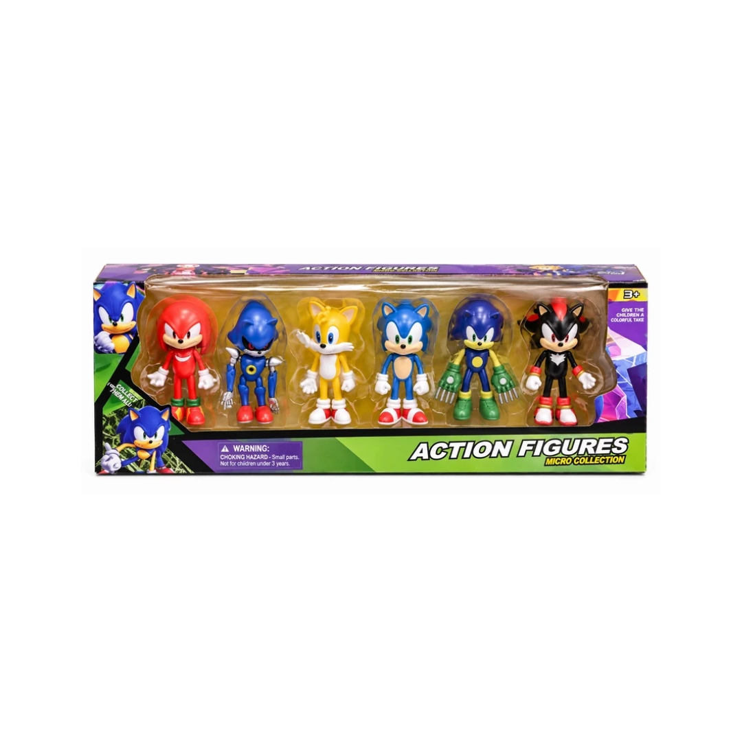 Sonic 6-Piece Action Figure Set – Sonic, Tails, Knuckles, Shadow & Character Figures