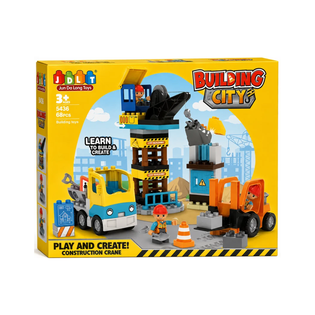 Building City Construction Crane 68 Pcs Building Blocks Playset for Kids