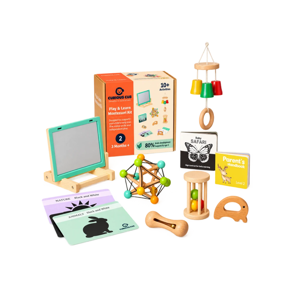 Curious Cub Play & Learn Montessori Kit – Level 2 3 Months+ Baby Development Kit