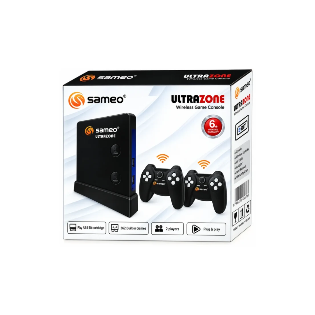 Sameo Ultrazone Wireless Retro Gaming Console – 362 Built-in Games 2 Player Blue