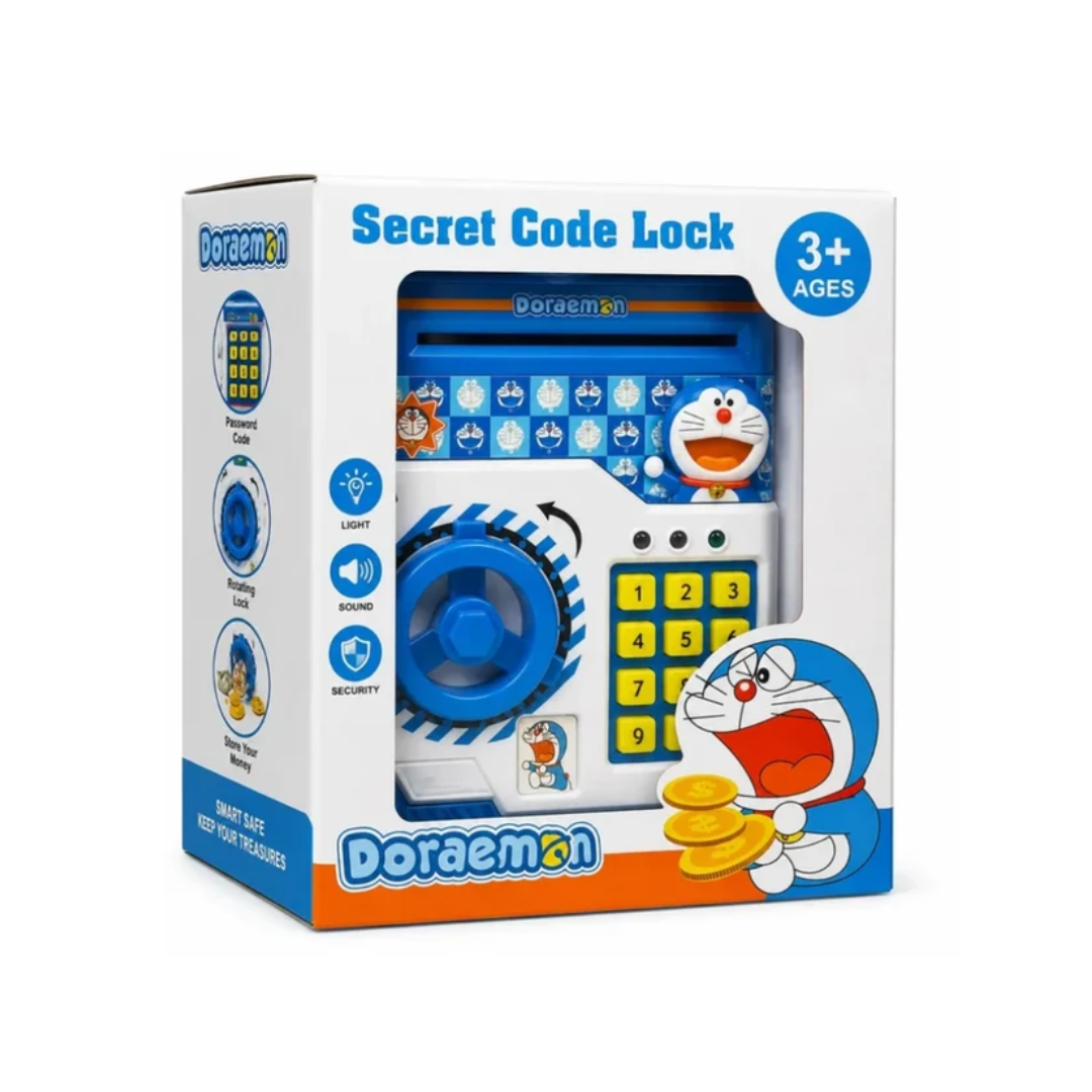 Doraemon Secret Code Lock Electronic Money Safe Piggy Bank for Kids