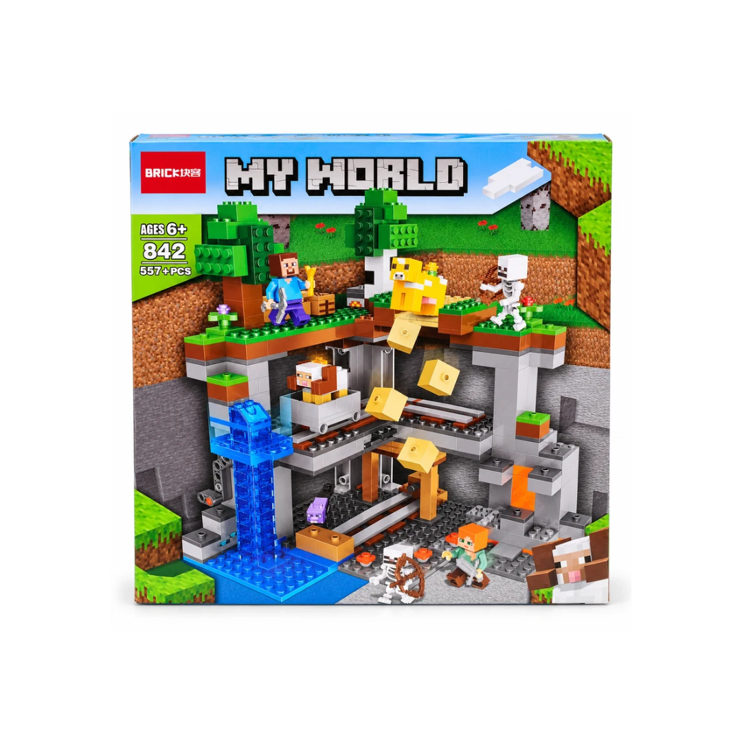 MY WORLD Minecraft Building Blocks Set 842, 557+ Pieces, Creative Mining Adventure Construction Toy for Kids Age 6+
