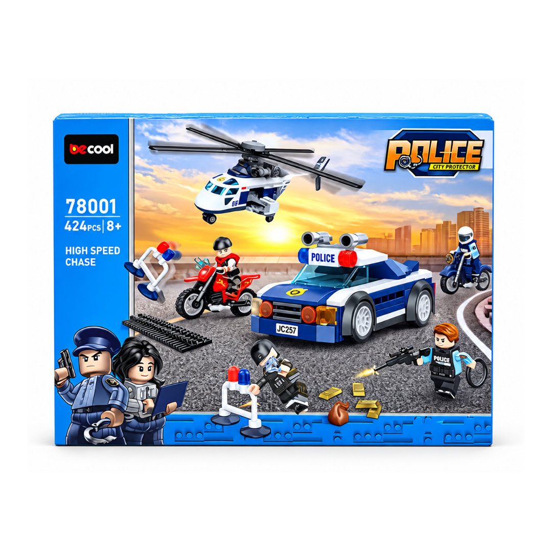 BeCool Police High Speed Chase Building Blocks Set 78001 – 424 Pieces, Ages 8+