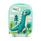 14 Inch Kids Dinosaur Trolley Bag | Cute 3D Green Dinosaur Design Hard Shell Rolling Luggage Bag with Wheels | Mint Green Travel Suitcase for Kids