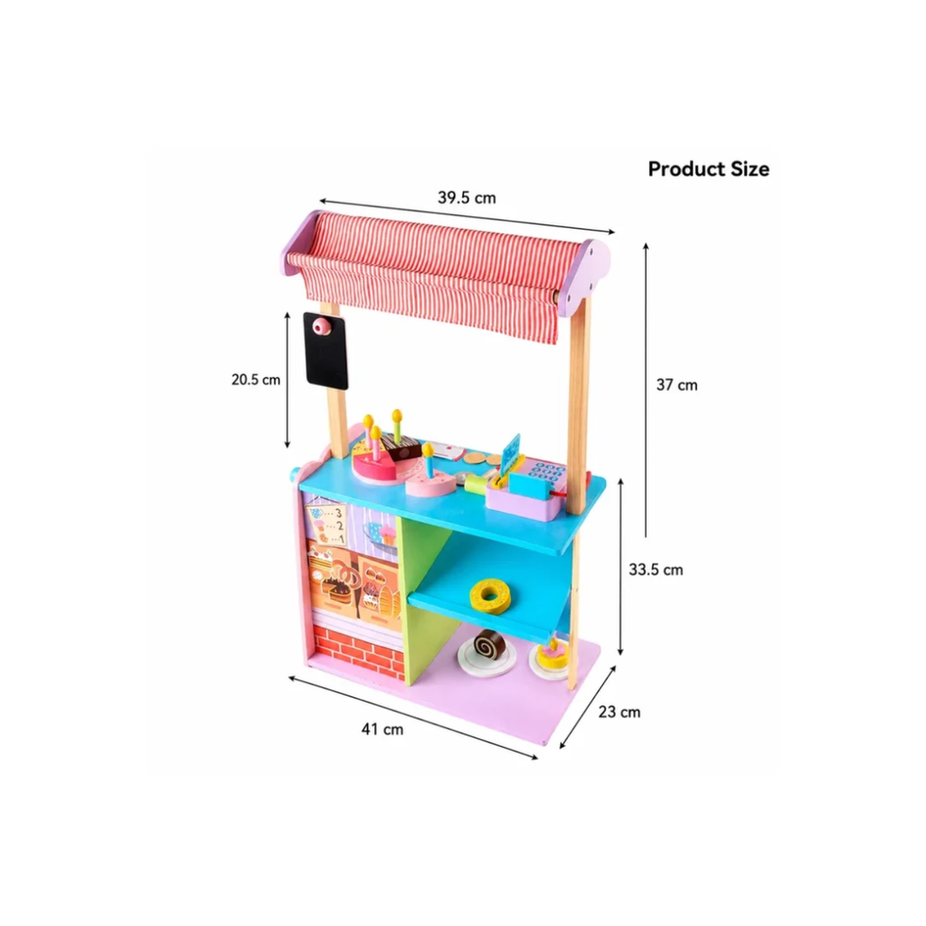Wooden Bakery Shop Play Set with Cash Counter & Pretend Food Accessories