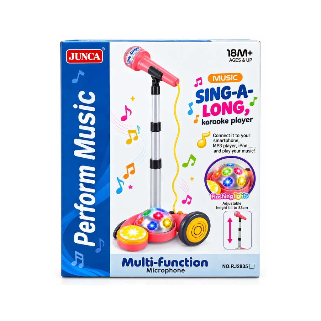 Performance Music Sing-Along Karaoke Player with Adjustable Microphone, Flashing Lights & Music Player for Kids, 18 Months+