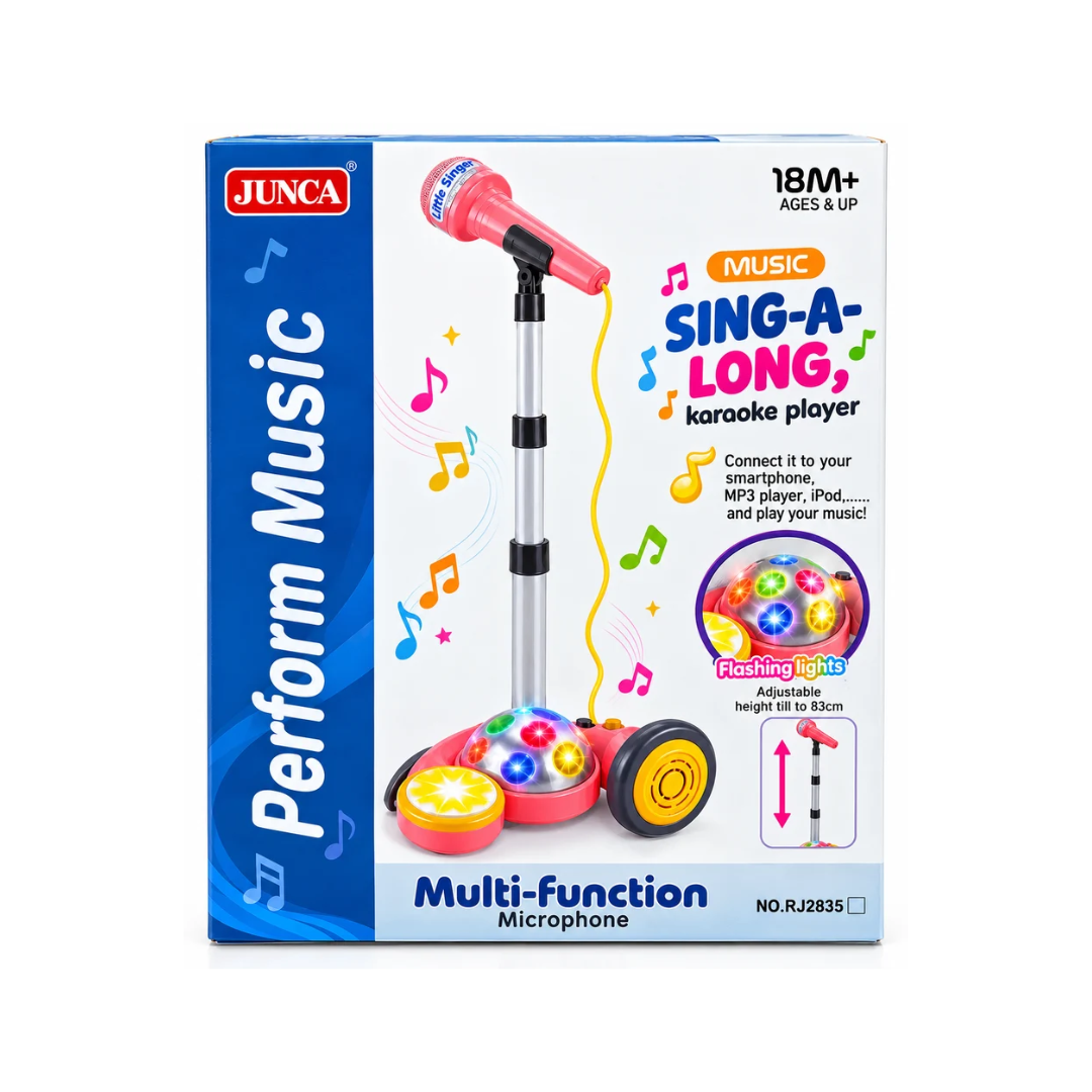 Performance Music Sing-Along Karaoke Player with Adjustable Microphone, Flashing Lights & Music Player for Kids, 18 Months+