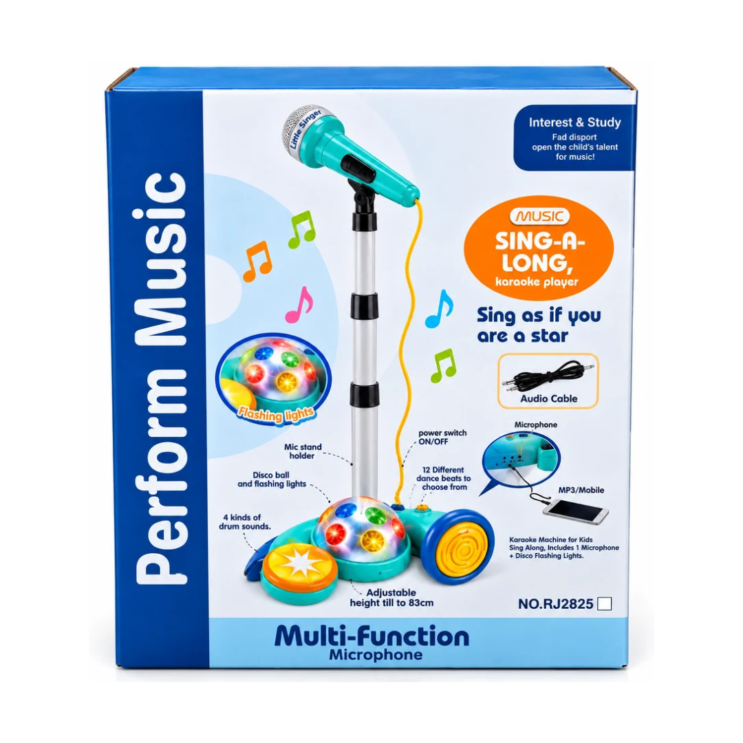 Performance Music Sing-Along Karaoke Player with Adjustable Microphone, Flashing Lights & Music Player for Kids, 18 Months+