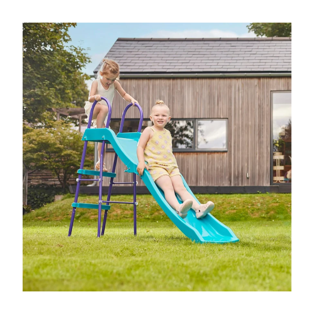 Plum Haumea 6ft Kids Slide with Wavy Design, Powder-Coated Steel Frame & 3-Rung Ladder – Teal/Purple, 3+ Years