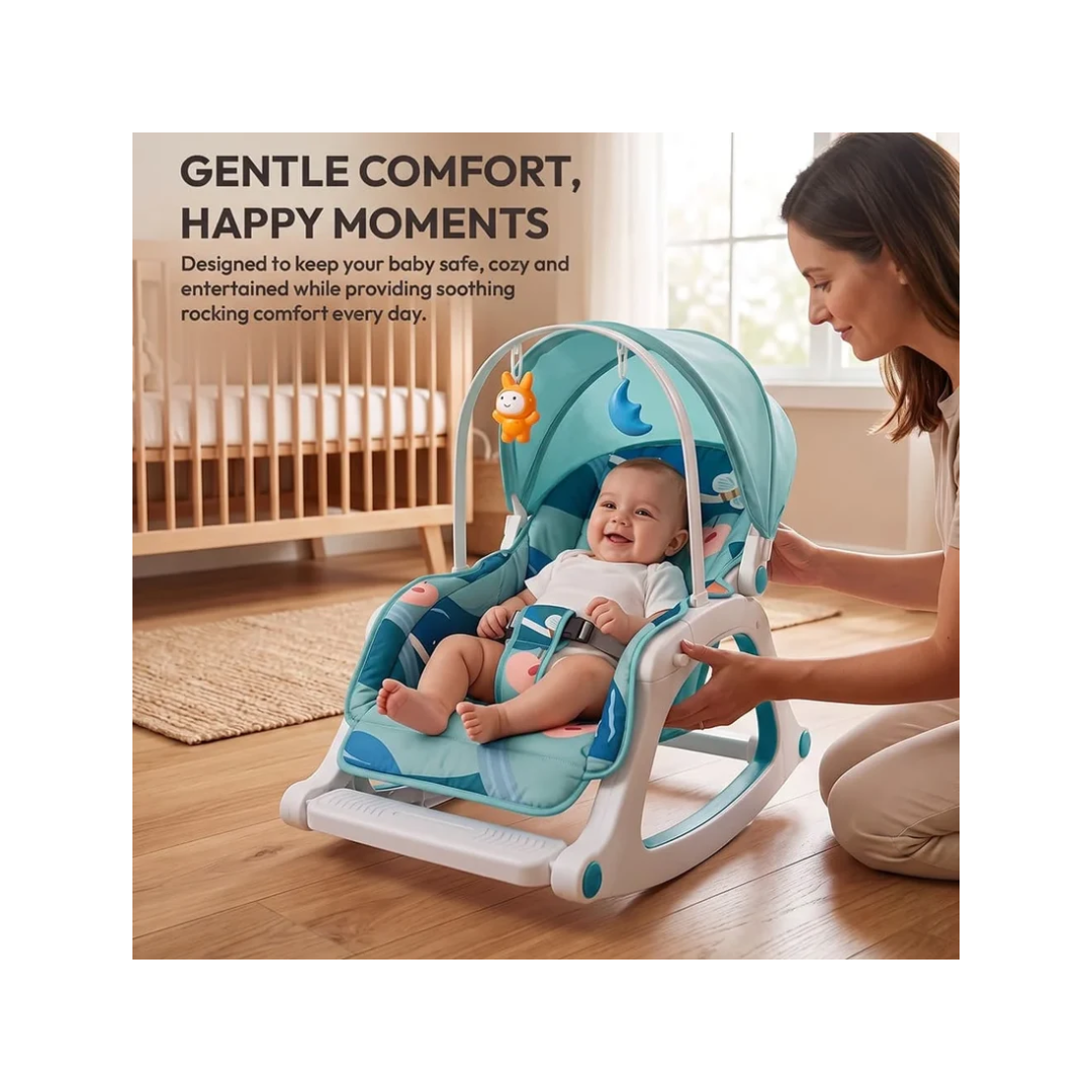 StarAndDaisy Dreamy Baby Rocker Chair with Toy Bar, Play Tray & Mosquito Net – 0–36 Months