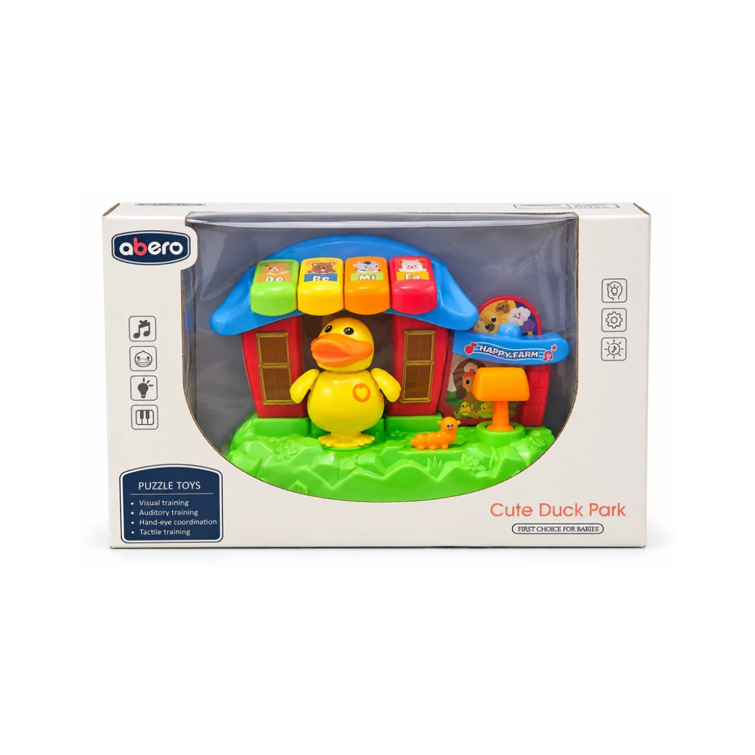 Abero Cute Duck Park Musical Activity Toy for Babies, Interactive Farm Playset with Piano Keys, Lights and Sounds