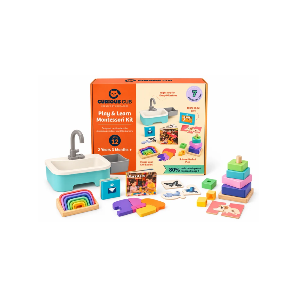 Curious Cub Play & Learn Montessori Kit – Level 12 | 2 Years 3 Months+ | 7 Engaging Toys