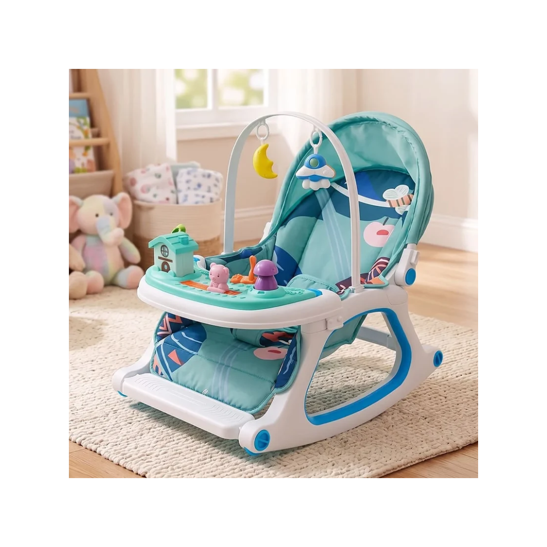 StarAndDaisy Dreamy Baby Rocker Chair with Toy Bar, Play Tray & Mosquito Net – 0–36 Months