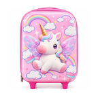 14 Inch Kids Unicorn Trolley Bag | 3D Unicorn Design Hard Shell Rolling Luggage Bag with Wheels | Pink Travel Suitcase for Kids