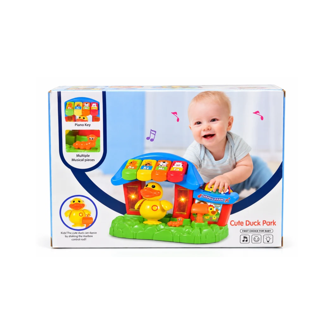 Abero Cute Duck Park Musical Activity Toy for Babies, Interactive Farm Playset with Piano Keys, Lights and Sounds