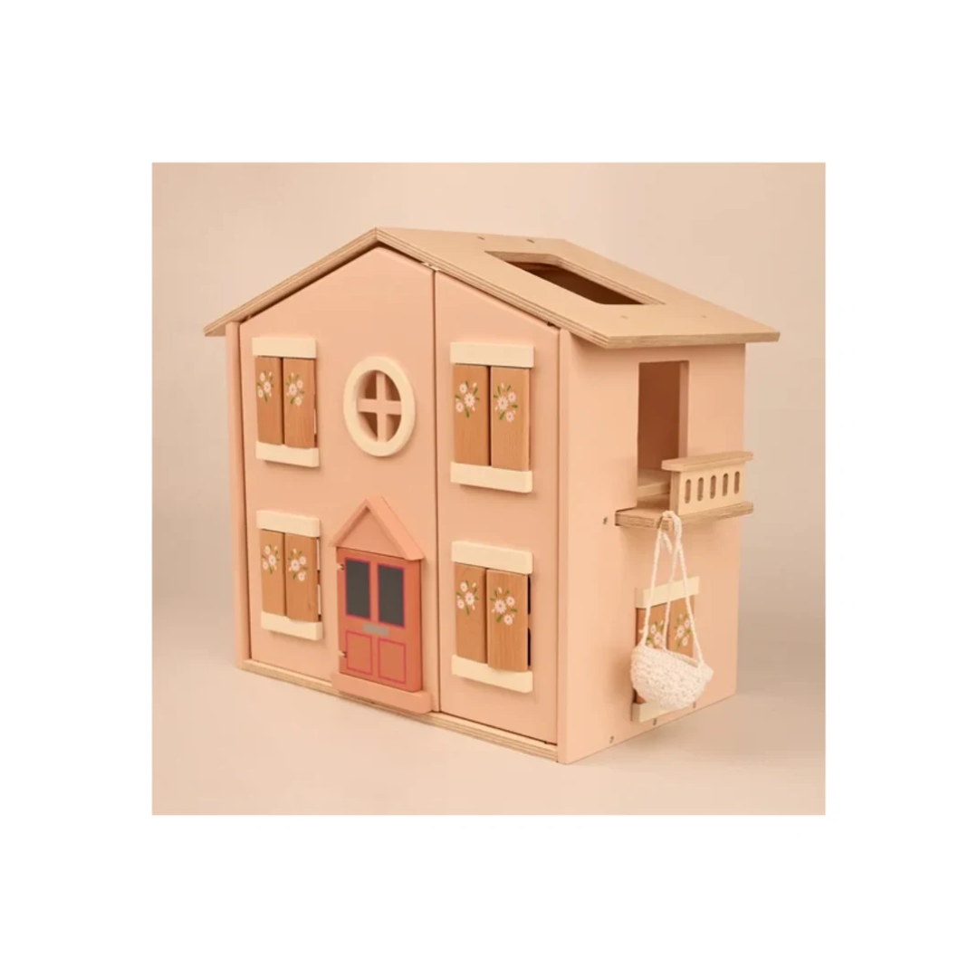 Playbox Pop’s Big Wooden Doll House with Furniture & Accessories for Kids