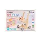 Kienvy Wooden Shopping Cart with Storage Basket – Kids Pretend Play Trolley 36 Months+
