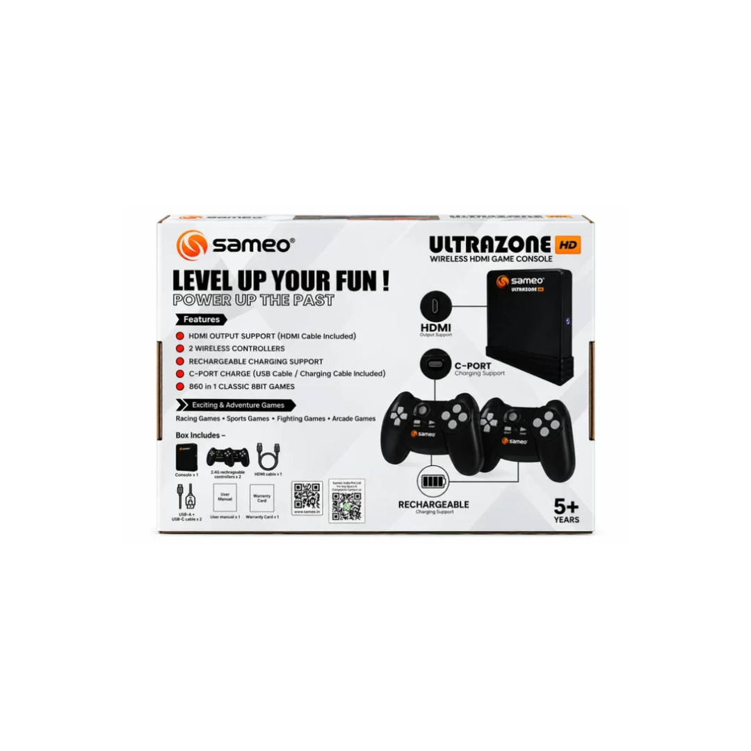 Sameo Ultrazone HD Wireless HDMI Gaming Console – 860 Classic 8-Bit HD Games 2 Players