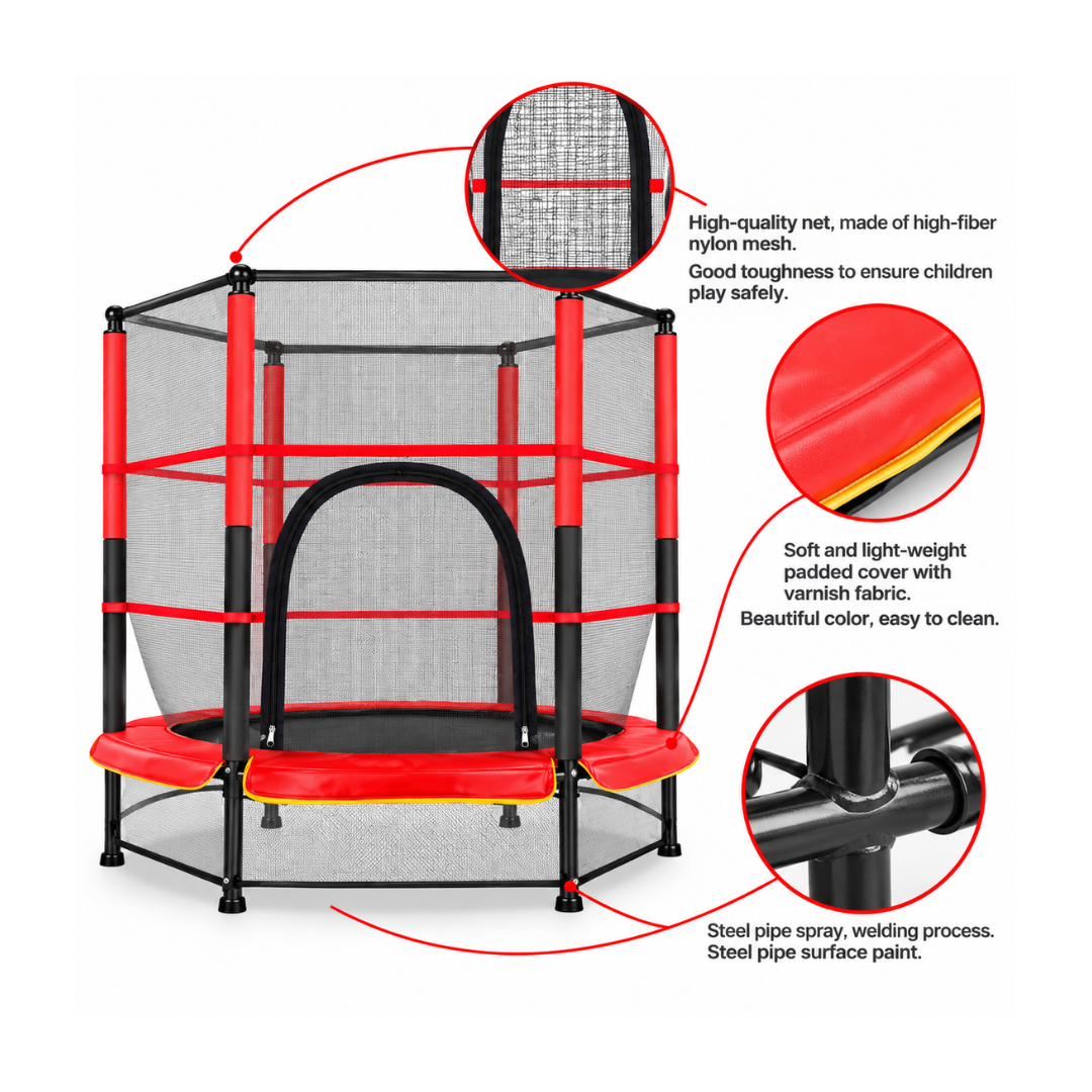 My First Trampoline with Safety Enclosure – Kids Recreational Trampoline | 140 cm Height