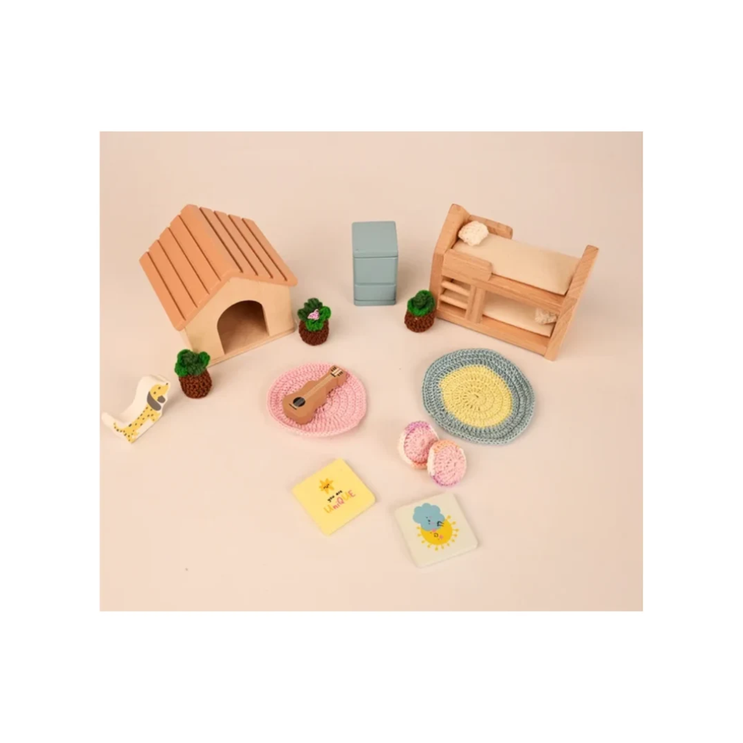 Playbox Pop’s Big Wooden Doll House with Furniture & Accessories for Kids