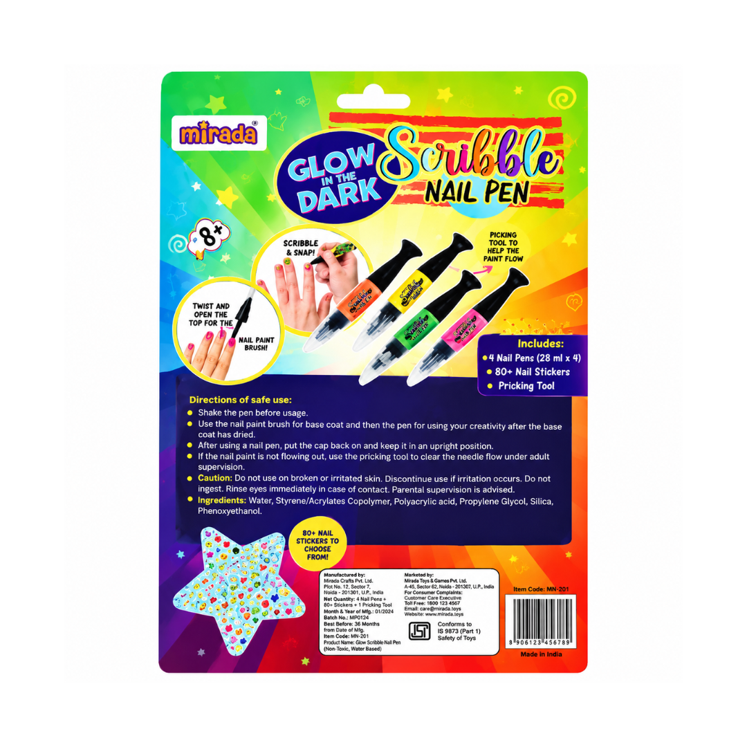 Mirada Glow in the Dark Scribble Nail Pen Nail Art Kit