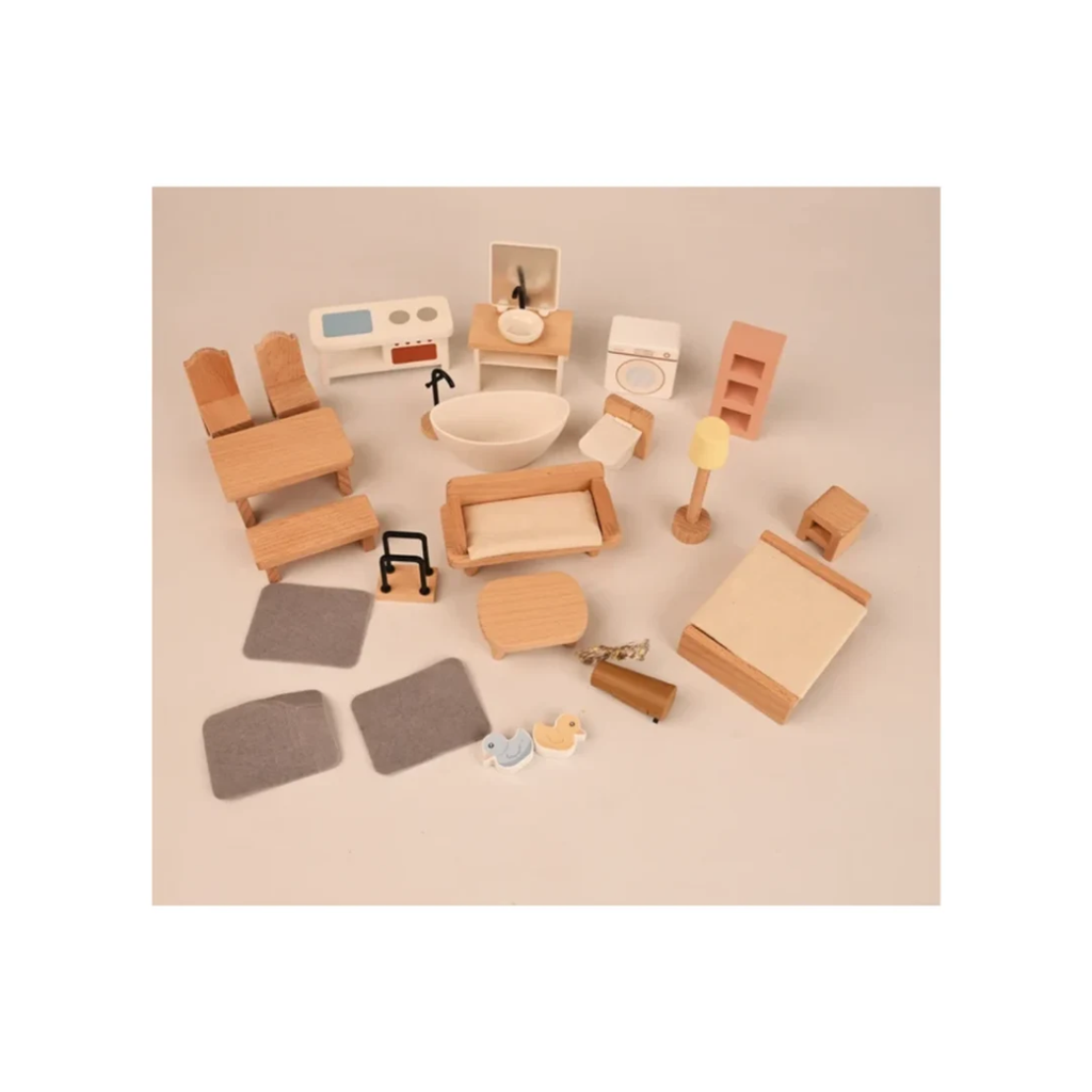 Playbox Pop’s Big Wooden Doll House with Furniture & Accessories for Kids