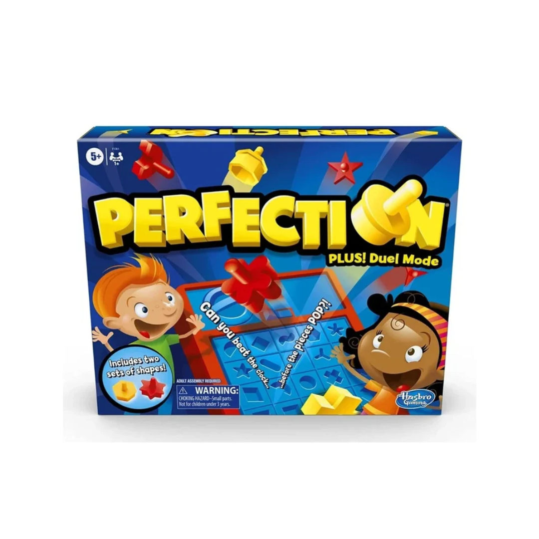 Hasbro Gaming Perfection Plus Board Game – Fast Shape Matching Game with Duel Mode