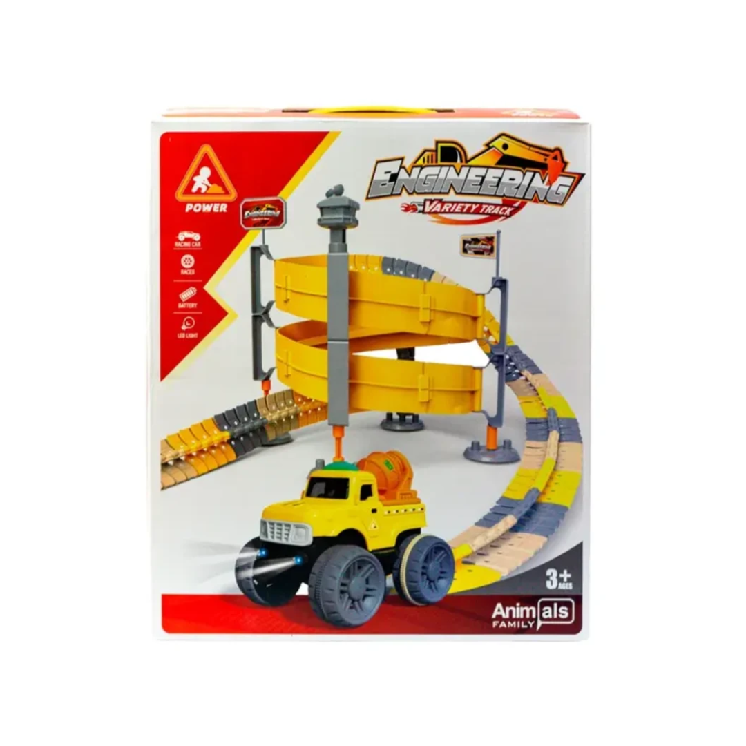 Engineering Variety Track Set – 138 Pcs Racing Car Track with LED Light 3+ Years