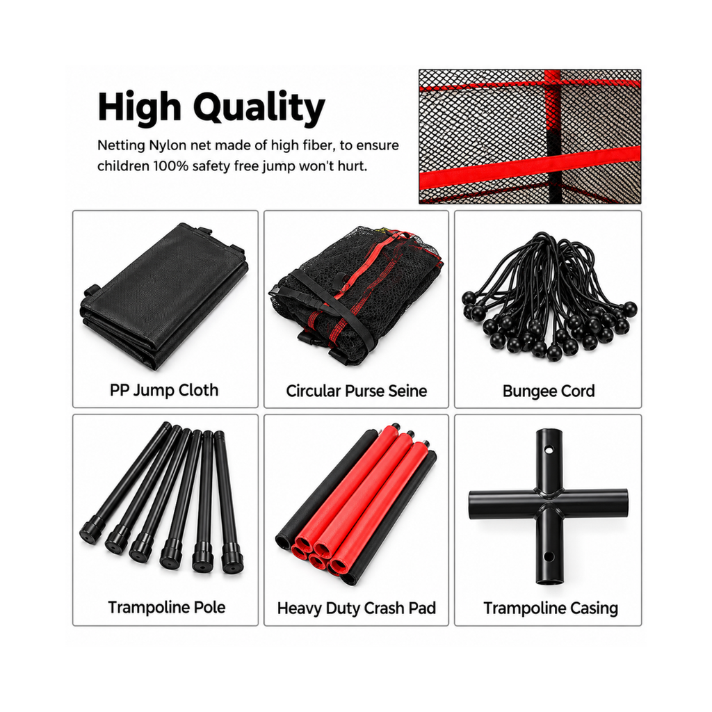 My First Trampoline with Safety Enclosure – Kids Recreational Trampoline | 140 cm Height
