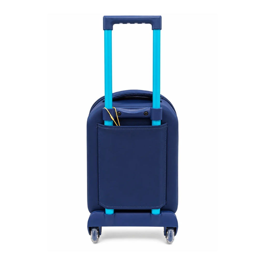14 Inch Kids Trolley Bag with Cute Astronaut Bear Design | Hard Shell Rolling Luggage Bag with Extendable Handle & Wheels | Blue