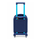 14 Inch Kids Trolley Bag with Cute Astronaut Bear Design | Hard Shell Rolling Luggage Bag with Extendable Handle & Wheels | Blue